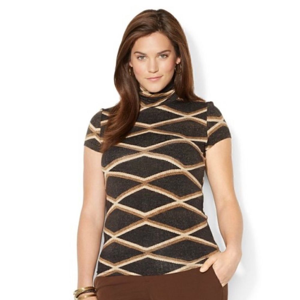 Ralph Lauren geometric print cap sleeve top sz L/XL